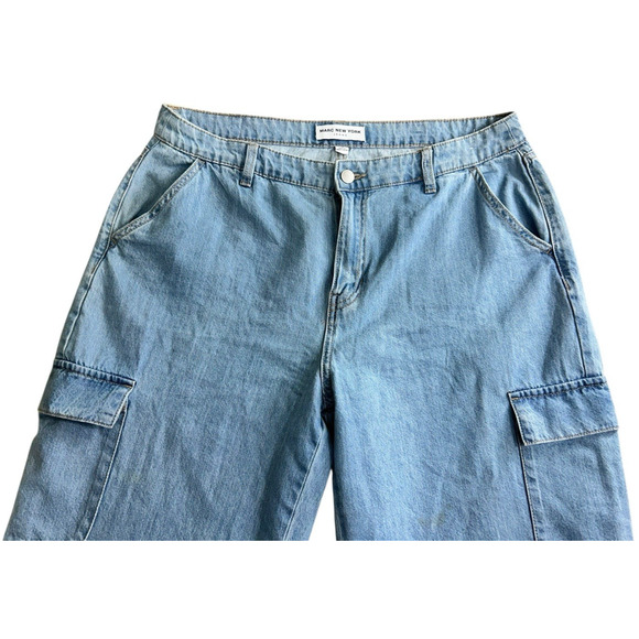 Marc New York Jeans Straight Leg Cargo Jeans Sz 14 Light Blue Wash Relaxed - Picture 5 of 8
